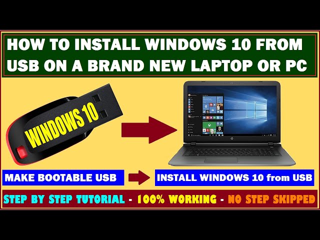 How to install windows 10 from USB drive on a brand new Laptop |windows 10 installation step by step