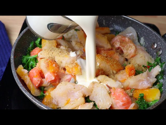 FISH in Cream Sauce Recipe (Salmon | Cod | Hake) Serve Mix Seafood Fish Sauce With FOODS YOU ENJOY