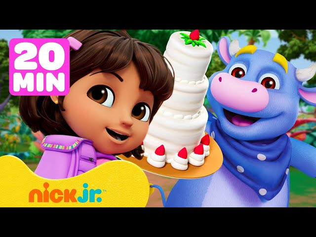 NIEUWE dierenavonturen van Dora! 🐮🎂 | Compilatie van 20 minuten | Nick Jr. Nederlands