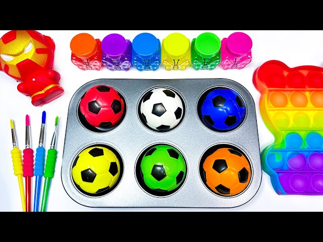 Satisfying Video l How To Make Rainbow Lollipop Candy in to Paint & Playdoh Balls Cutting ASMR