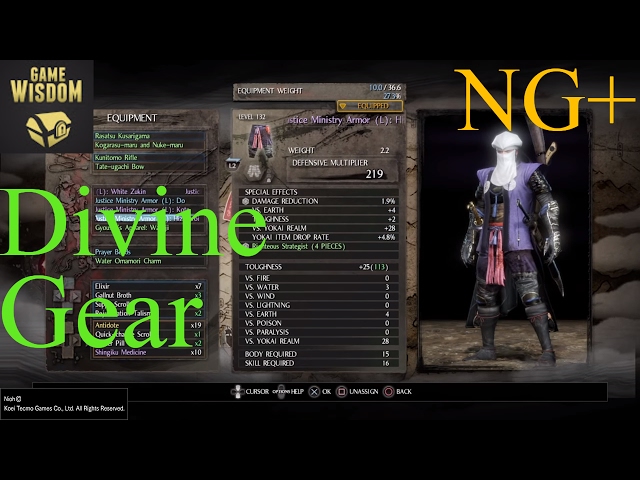 NG+ Nioh -- Divine Gear Explained