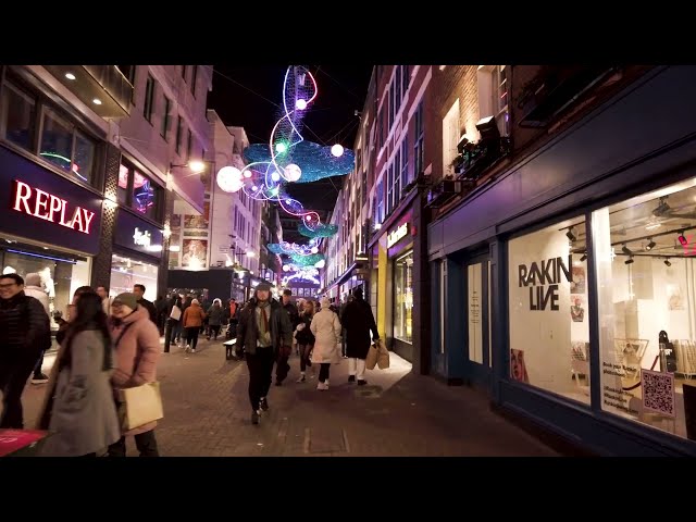 Dazzling Christmas Lights WALK in London! Ice Skating, Leicester Square & Canarby Street!