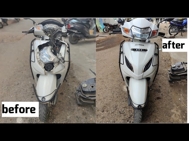 Honda Activa : accidental scooter chasis bend remove perfectly watch full video.