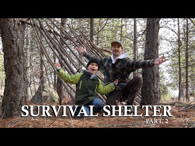 Building a Survival Shelter with my son Pt. 2