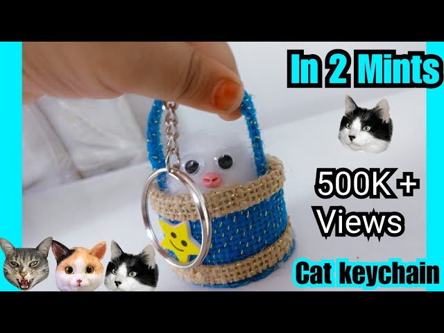 How to make Cat In a Basket Key Chain at Home | No Sew | DIY Cute Key Chain
