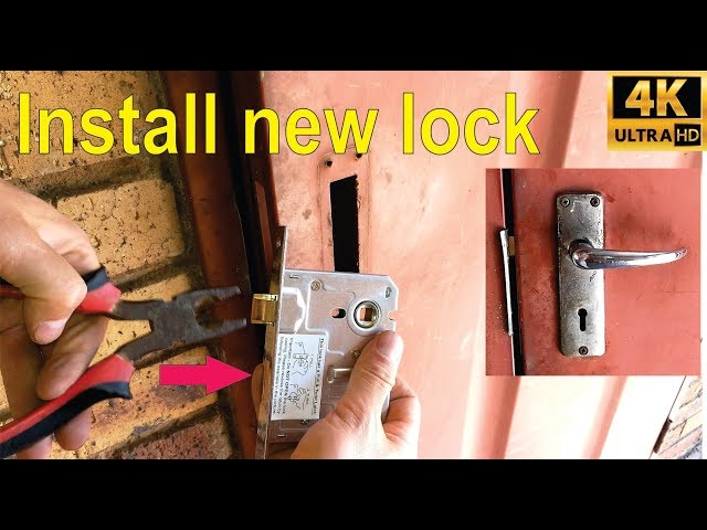 How to install a new door lock on a steel door.