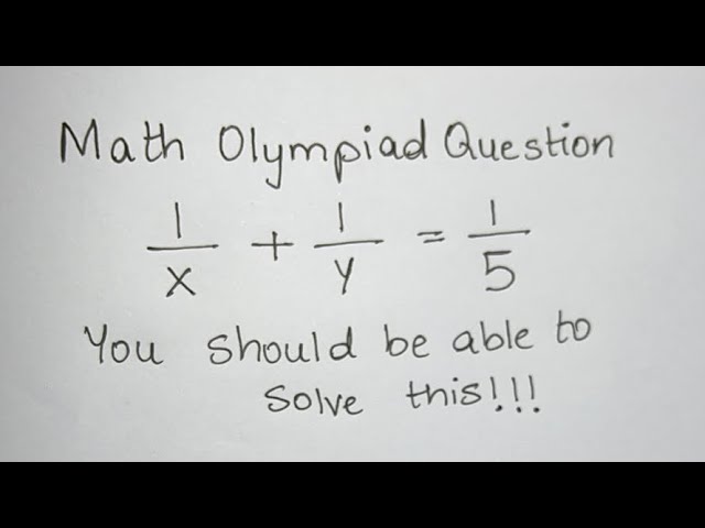 Math Olympiad Question | A Nice Equation | You should be able to solve this!!!