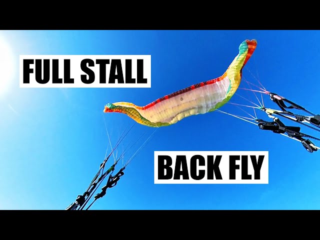Full stall & back fly on a paraglider