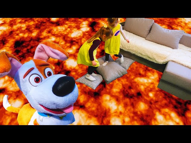 THE FLOOR IS LAVA CHALLENGE Pretend Play  with FUNNY TOY MAX For KIDS