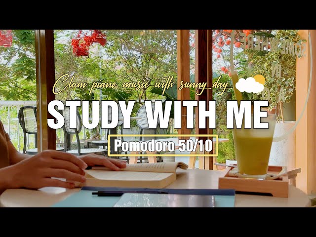 STUDY WITH ME 2-HOUR  🏙️ in Coffee Shop  | Pomodoro 50/10 | 🎵 Calm Piano Music | Study Motivation