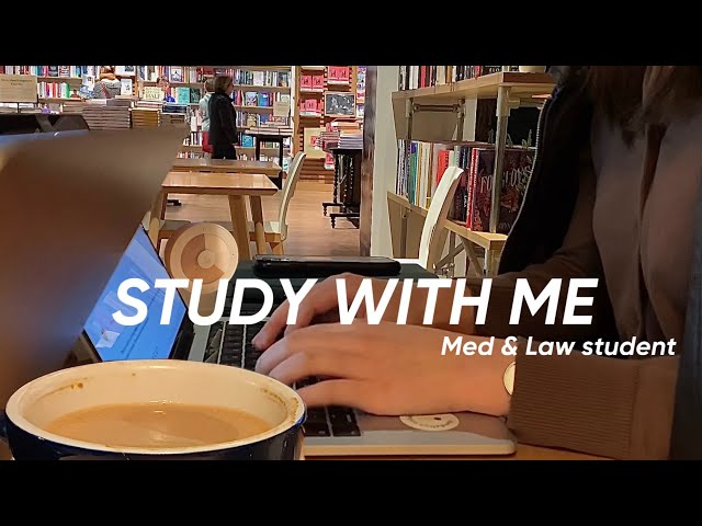Candid BOOK SHOP CAFE STUDY WITH ME | Medical & law student (FT. MINEE TIMER 4) 25 min, 5 min x3