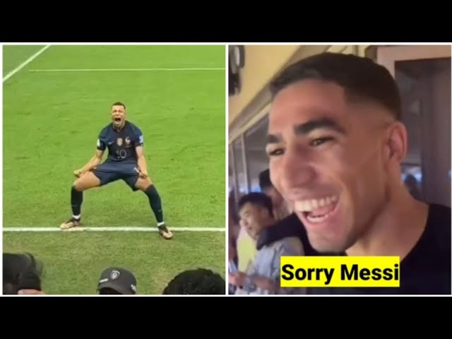 Achraf Hakimi's reaction after Kylian Mbappé equalized vs Argentina