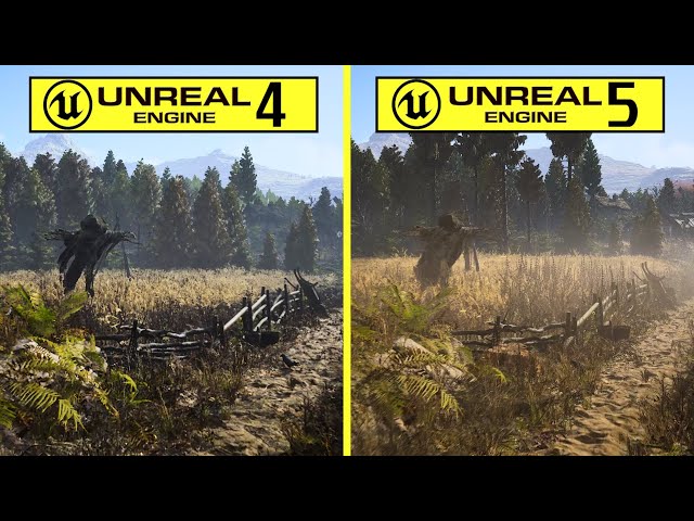 Medieval Game Environment Demo Unreal Engine 4.26 vs Unreal Engine 5.3 RTX 4080 Graphics Comparison