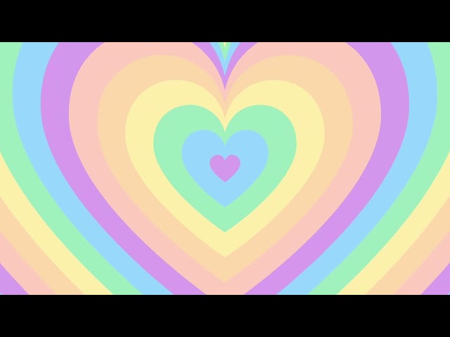 Pastel Rainbow Heart Tunnel Screensaver Background Loop
