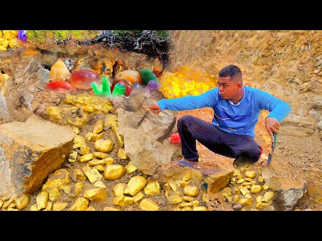 Awesome! Digging for Treasure worth millions from Huge Nuggets of Gold by riverside