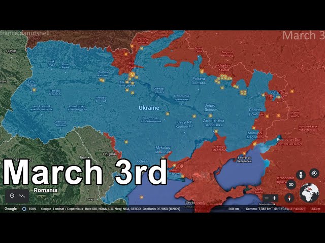 Russo-Ukrainian War: 3rd of March Mapped using Google Earth (Day 8)