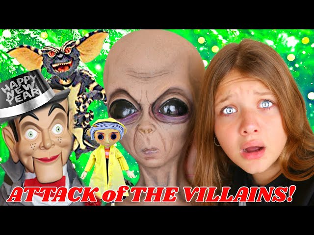 ATTACK OF THE VILLAINS! Villains STEAL BABY NEW YEAR! Slappy, Slappys Family, Alien MOM, EVIL ELF!
