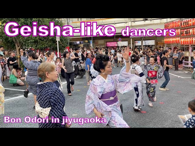 Geisha-like ladies dance Bon Odori  / Bon Odori, Bon Dance in Jiyuugaoka, vol.03