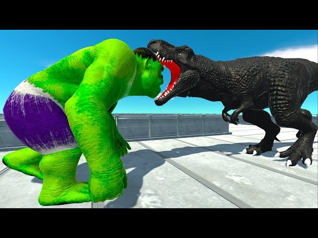 DARK T-REX vs HULK GORO vs SUPERMAN GORO DEATH CLIMB - Animal Revolt Battle Simulator