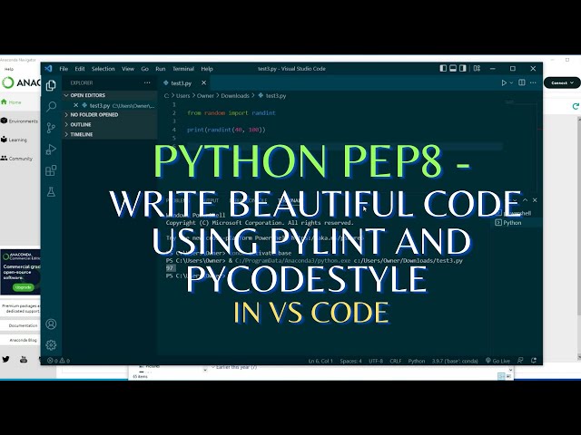 Python Tutorial - Write Beautiful Code Using Pylint and Pycodestyle in VS Code || PEP8