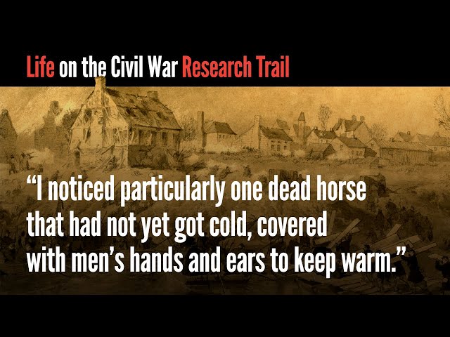 "I noticed particularly one dead horse that had not yet got cold, covered with men’s hands ...."