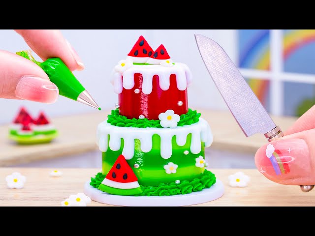 🍉 Yummy Miniature Watermelon Cake Decorating | Perfect Tiny Fruit Dessert Recipe By Mini Tasty