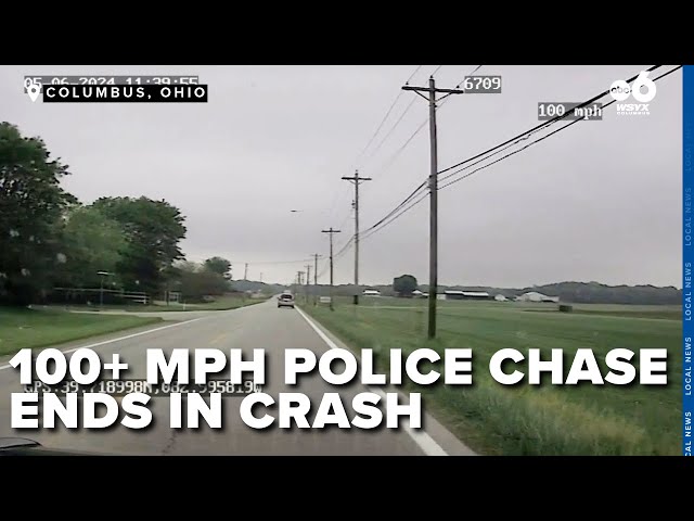 Dash cam shows 100+ mph police chase that ended in a crash