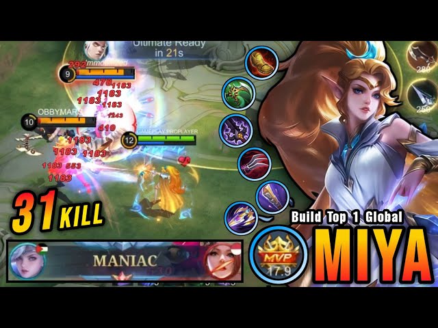 31 Kills + MANIAC!! Miya High Attack Speed Build is Broken!! - Build Top 1 Global Miya ~ MLBB
