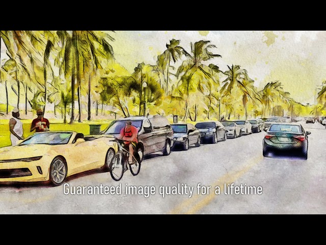 Premium Handmade Art Print "Ocean Avenue in South Beach in Watercolors" by Dreamframer Art