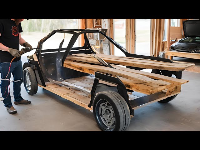 Welding Their Own Steel Frame, Two Men Built an Awesome Electric Car Using Pallet Wood
