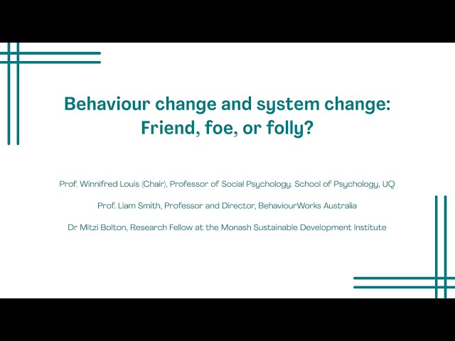PEPSS seminar #8 Behaviour change and system change: Friend, foe, or folly?
