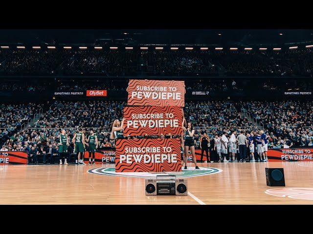 Zalgiris cheerleaders cast their support for PewDiePie during EuroLeague game
