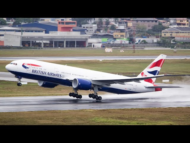 Emergency crash landing British Air Boeing 777 at Valencia Airport