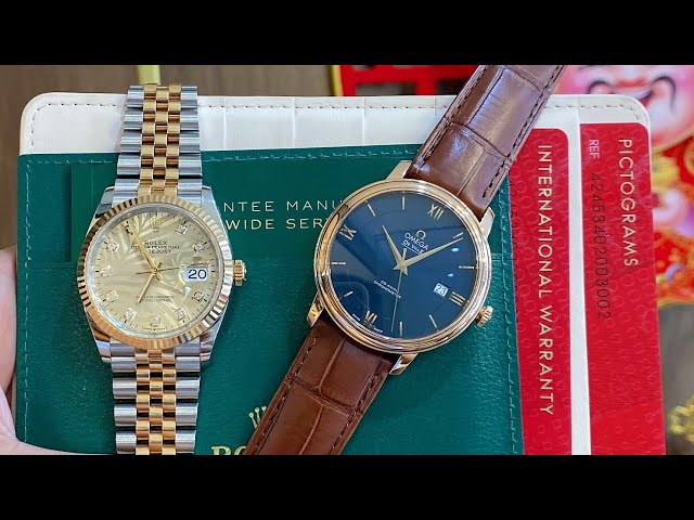 [ Đỉnh ] Đồng hồ Rolex Lá Cọ Vàng 126233 vs Đồng hồ Omega Deville Mặt Xanh Navy
