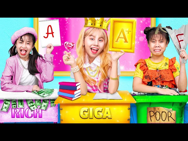 Rich Vs Broke Vs Giga Rich Student At School - Funny Stories About Baby Doll Family