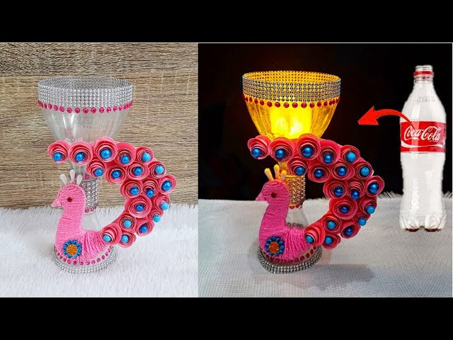 DIY Showpiece/Tealight holder made with plastic bottle at home | Best out of waste room Décor Idea