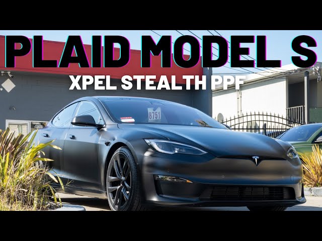 Black Tesla Model S Plaid goes Stealth with XPEL Stealth Paint Protection Film Wrap by OCDetailing
