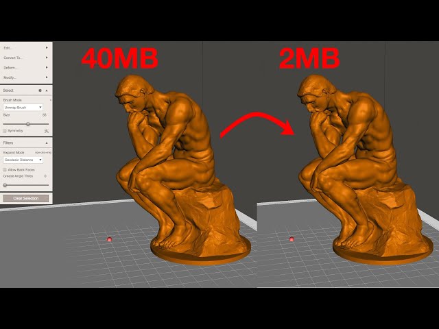Reducing file size in Meshmixer, ready for 3D Printing