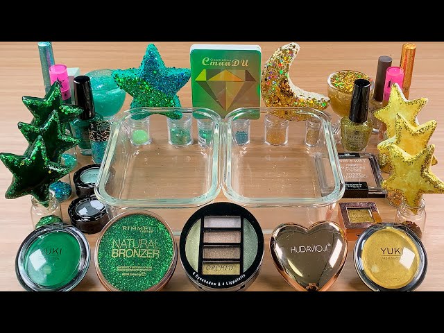 Star vs Moon w CLAY★Mixing Makeup Eyeshadow Glitter into SLIME★ASMR★Satisfying Slime Video#075