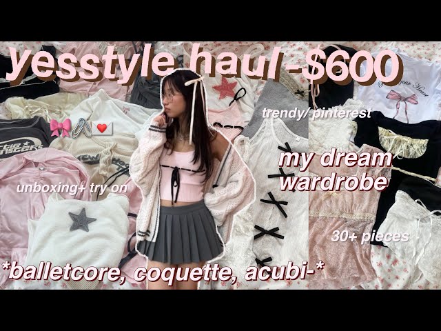 $600 HUGE YESSTYLE try-on haul 🎀(30+ items) trendy, aesthetic clothes *balletcore, coquette, acubi*
