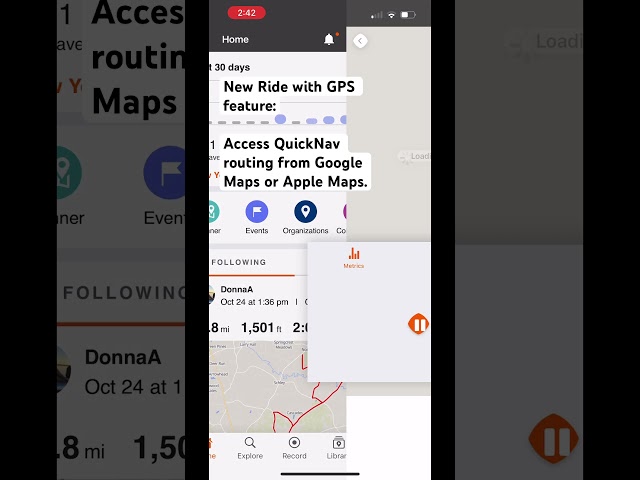 New Ride with GPS feature: access QuickNav from Apple Maps or Google Maps.
