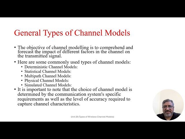 Wireless Communication System Unit 28: Types of Channel Modelling