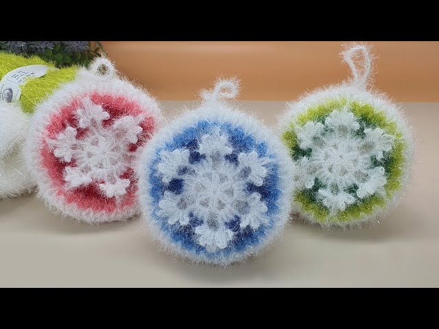 [수세미코바늘] 눈송이 호빵 수세미 뜨기 / 크리스마스 수세미/ Crochet Dish Scrubby/ Christmas crochet