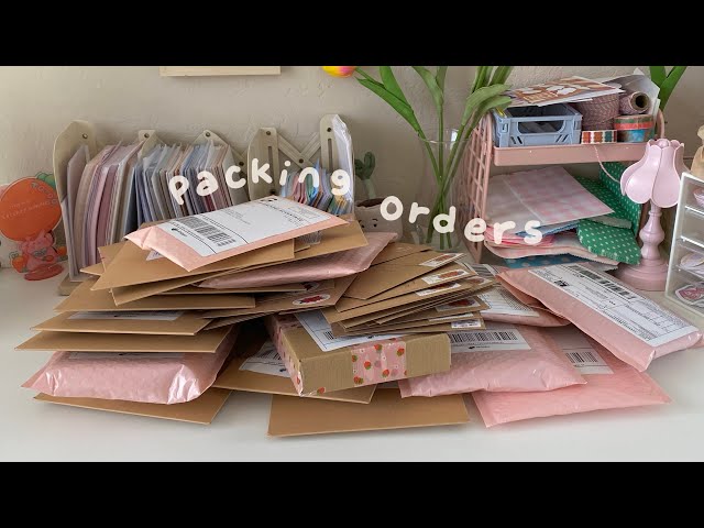 asmr packing orders 💌 no music or talking [1 hour real time] + stationery trade unboxing