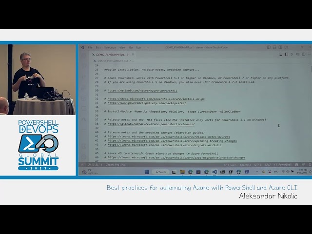 PowerShell Summit 2023: Best practices for automating Azure with PowerShell... by Aleksandar Nikolic