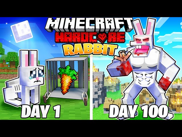 I Survived 100 DAYS as a RABBIT in HARDCORE Minecraft!