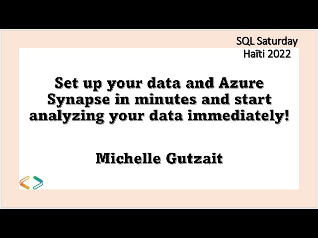 Set up your data and Azure Synapse in minutes and start analyzing your data immediately! - Michelle