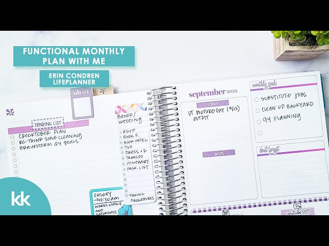 Erin Condren Monthly Functional Plan with Me & Dashboard Planner Sticker Stash Busting Purple Theme