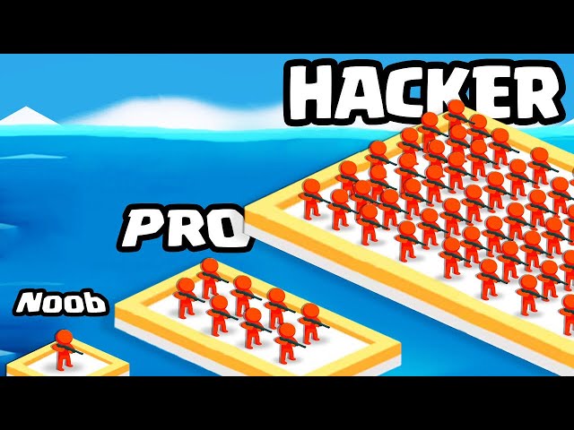 BUILDING a NOOB vs PRO vs HACKER RAFT in War of Rafts: Crazy Sea Battle
