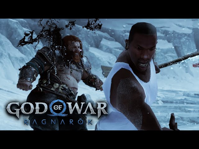 CJ San Andreas VS Thor Boss Fight (God of War Ragnarok PS5 Mod) - GTA 6 Meets God of War